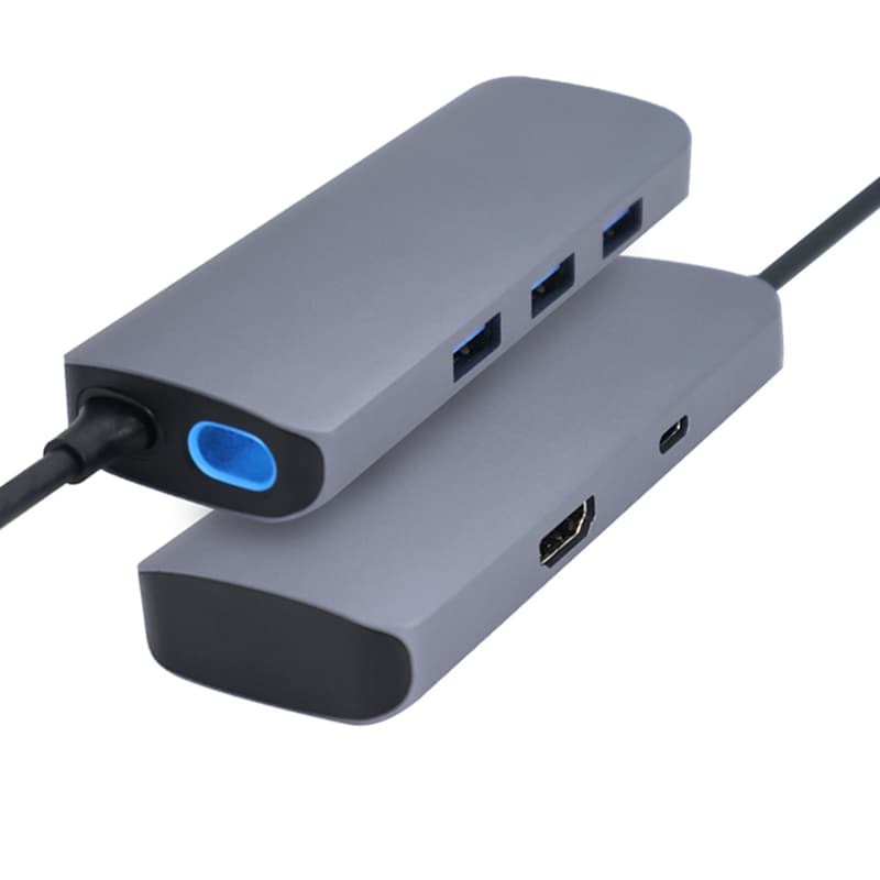 MZCK5211, 5 in 1 USB-C to  3xUSB3.0+4K HDMI+PD2.0 100W, with smart blue signal LED