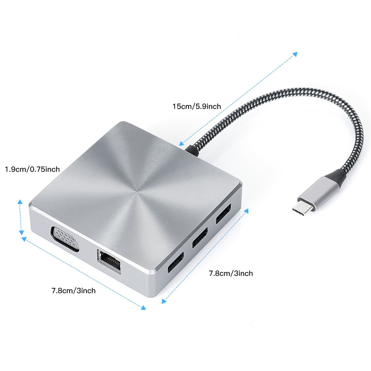 MZTC0160,10 in 1 USB-C hub to 1x 4K HDMI+ 1xVGA +1x USB-C 100W+ 1x 1000Mbps lan+ 1x SD/TF+ 3x USB3.0+1x 3.5mm audio port with non-slip silicone base,Private Model