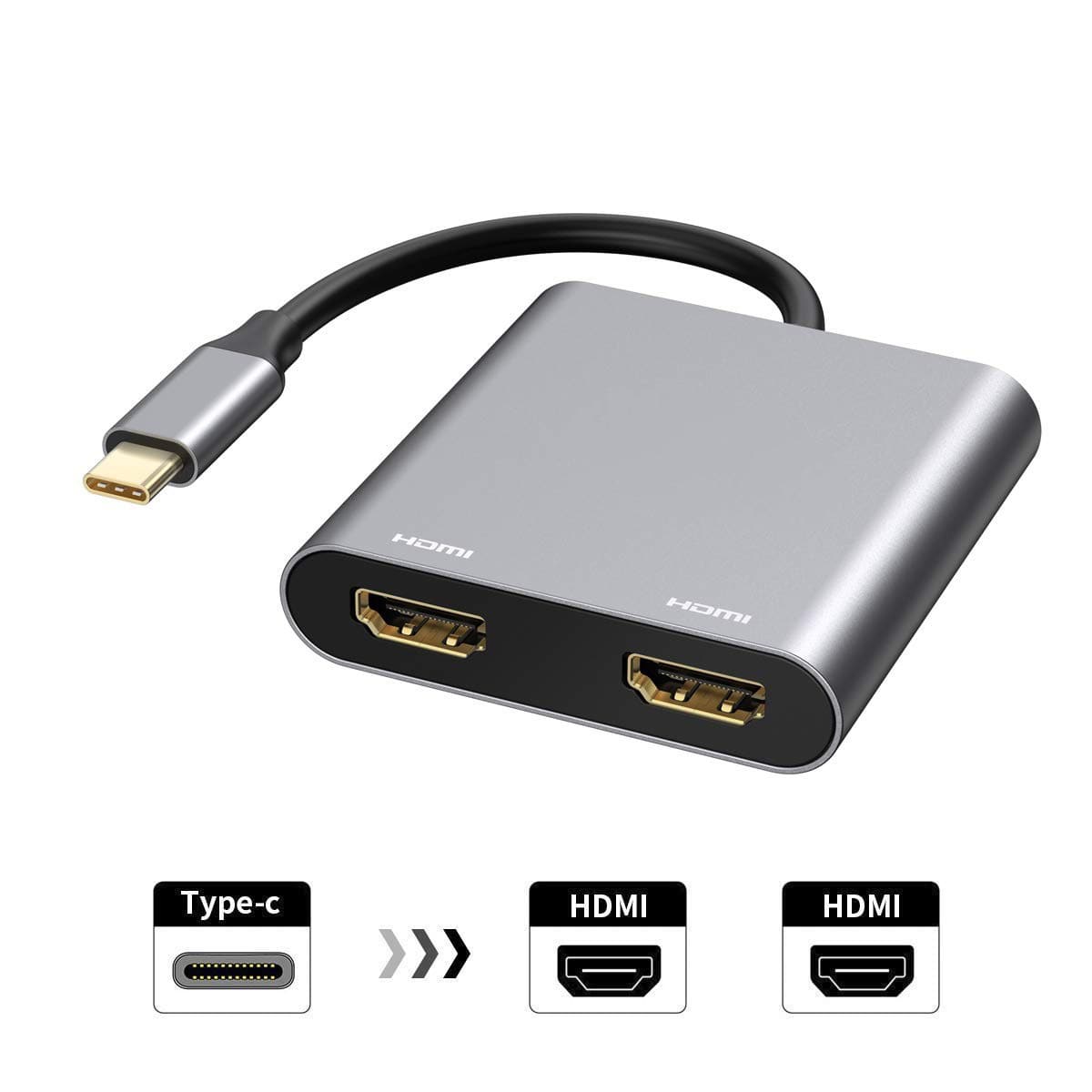 MZTC207 USB-C to 2xHDMI 2.0 adapter 4K@60Hz