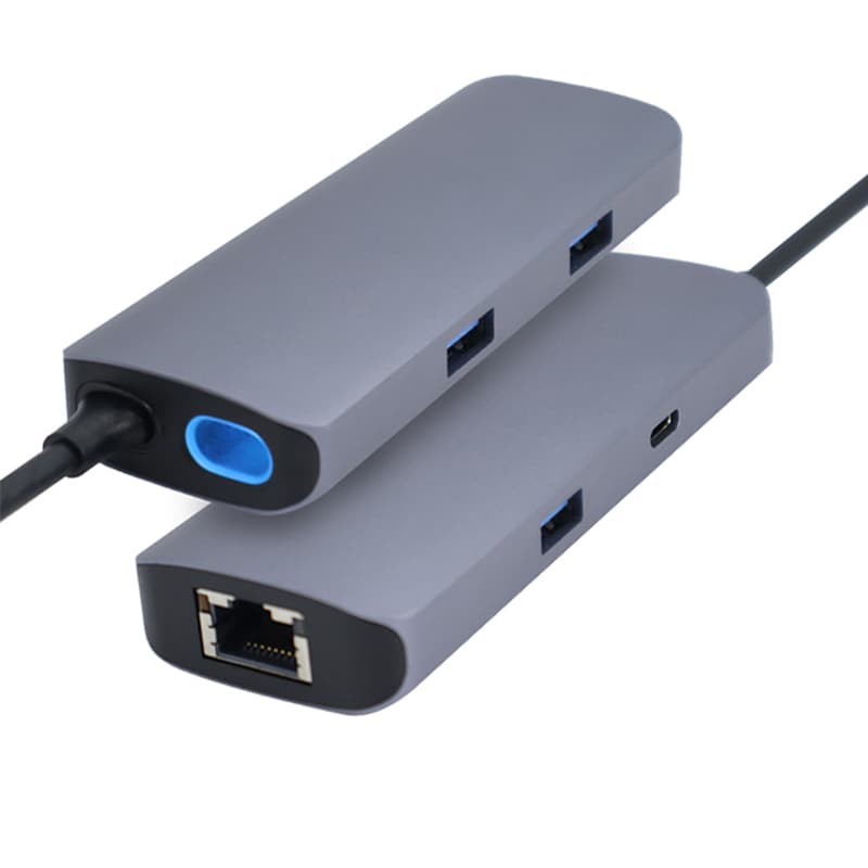 MZCK5211B 5 in 1 USB-C to 3xUSB3.0+1000Mbps RJ45 ethernet+PD2.0 100W ( cable can insert into hub hole for easy storage and carry) Private Mold