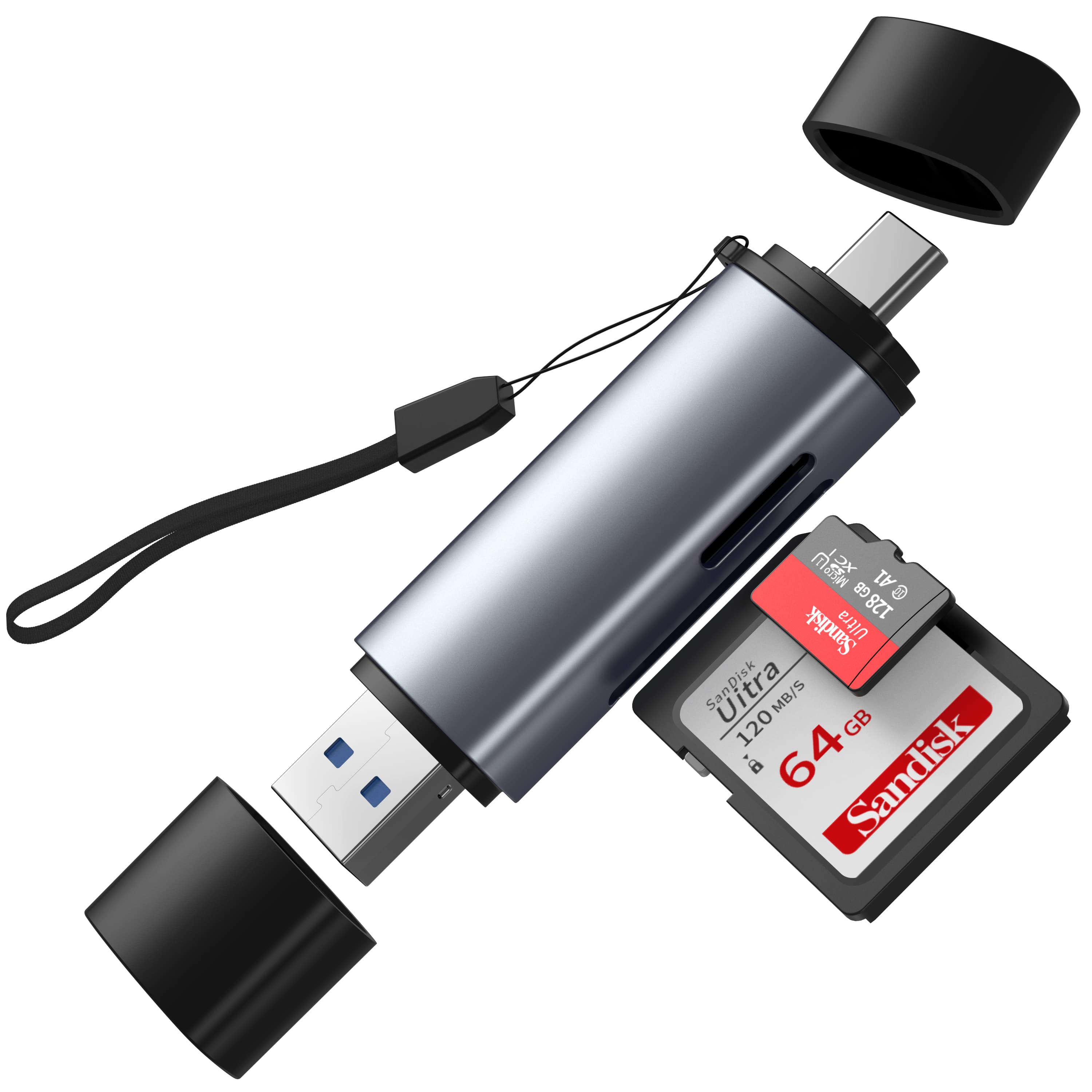 MZTC923B,2 in 1 Type C Card Reader SD/TF 5Gbps